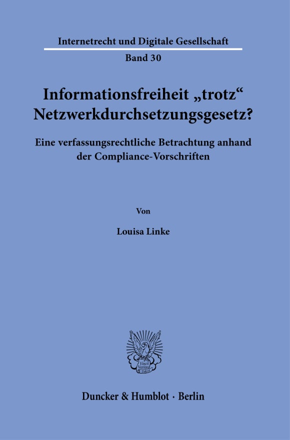 Cover Informationsfreiheit ›trotz‹ Netzwerkdurchsetzungsgesetz?