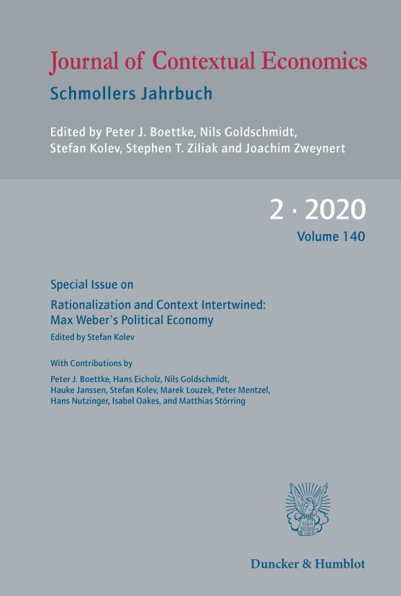 Cover Rationalization and Context Intertwined: Max Weber’s Political Economy (JCE 2/2020)