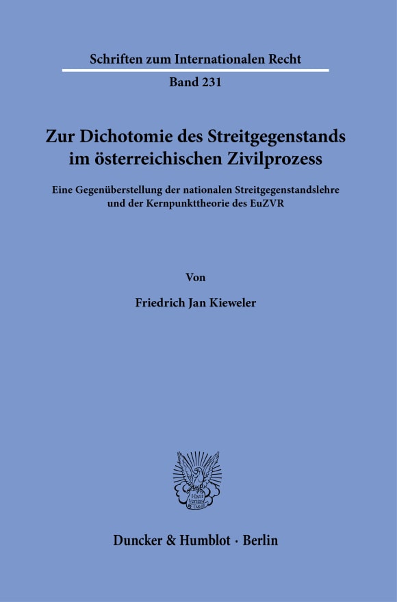 Cover Zur Dichotomie des Streitgegenstands im österreichischen Zivilprozess