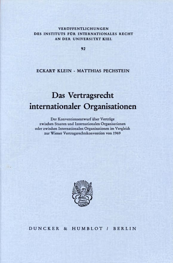 Cover Das Vertragsrecht internationaler Organisationen