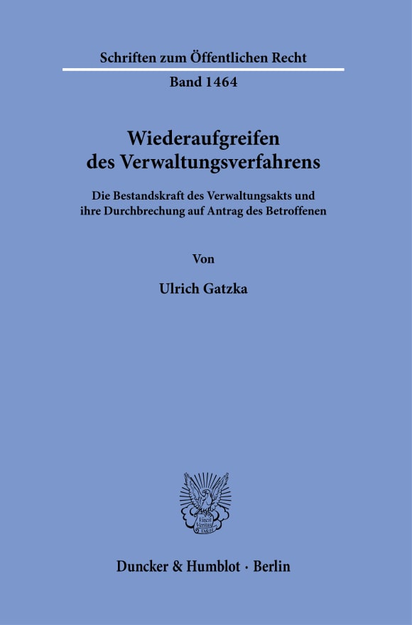 Cover Wiederaufgreifen des Verwaltungsverfahrens