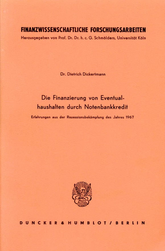 Cover Die Finanzierung von Eventualhaushalten durch Notenbankkredit