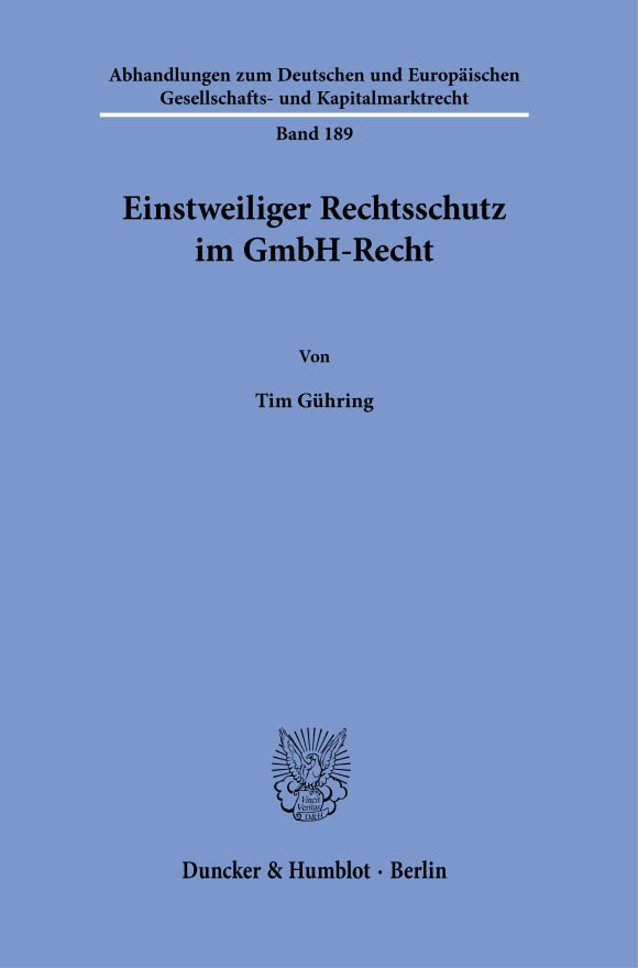 Cover Einstweiliger Rechtsschutz im GmbH-Recht