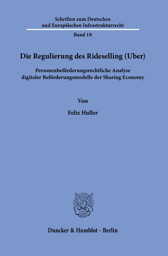 Cover Die Regulierung des Rideselling (Uber)