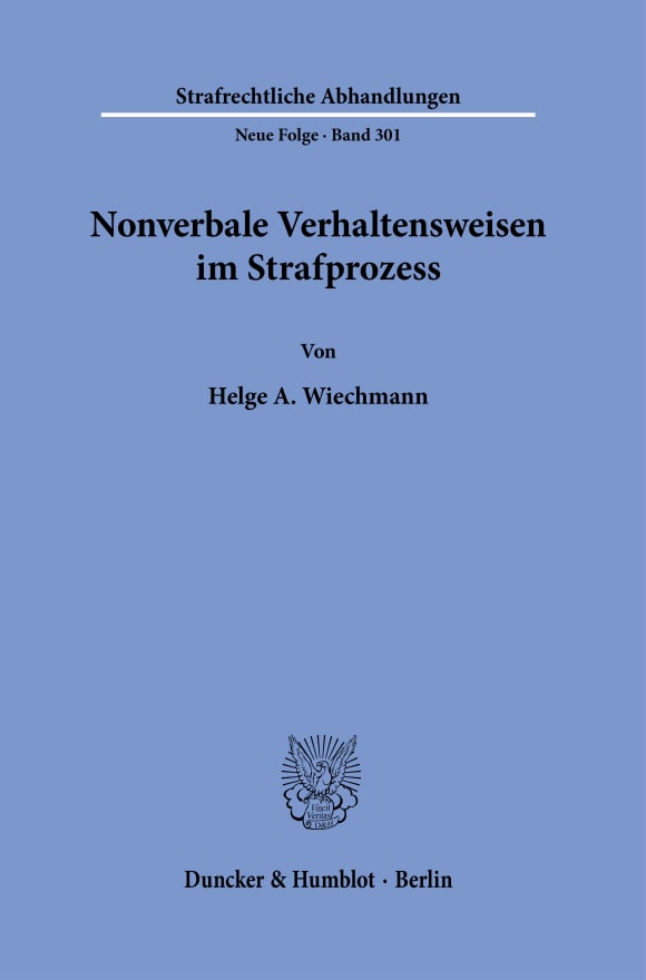 Cover Nonverbale Verhaltensweisen im Strafprozess