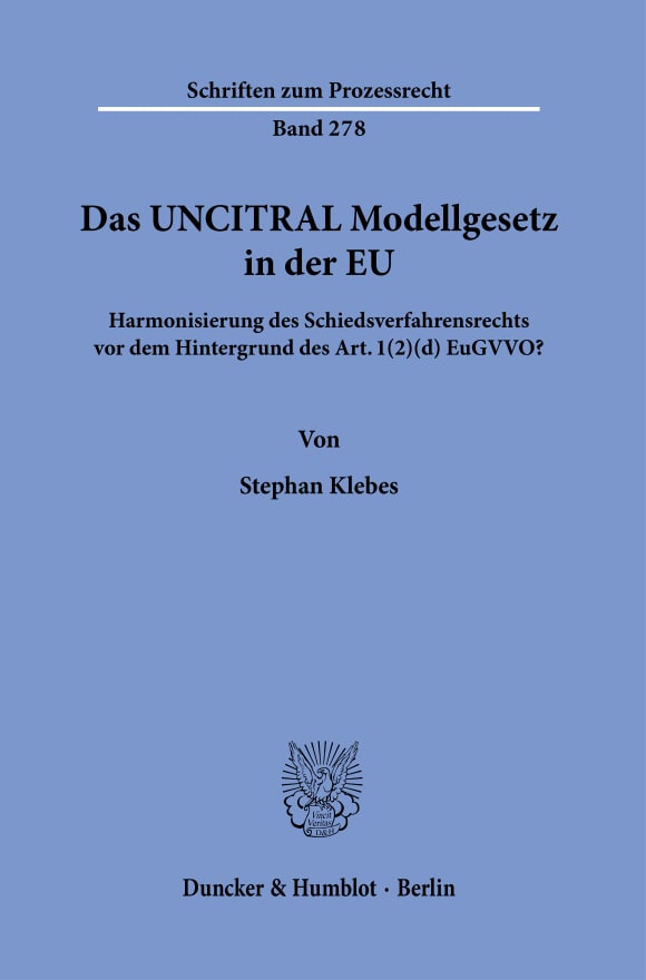 Cover Das UNCITRAL Modellgesetz in der EU