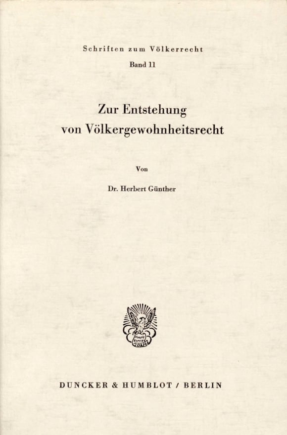 Cover Zur Entstehung von Völkergewohnheitsrecht