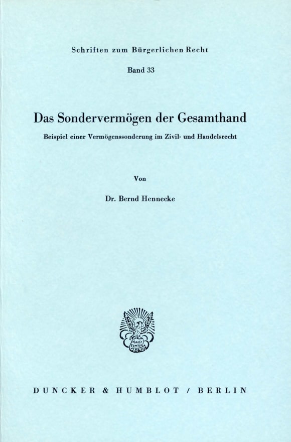 Cover Das Sondervermögen der Gesamthand