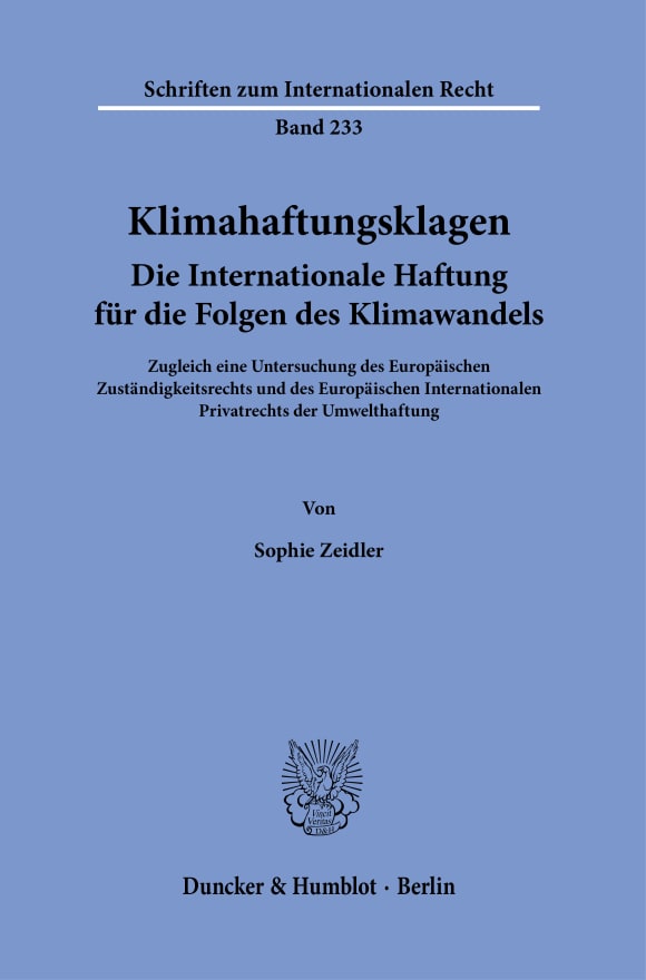 Cover Klimahaftungsklagen. Die Internationale Haftung für die Folgen des Klimawandels