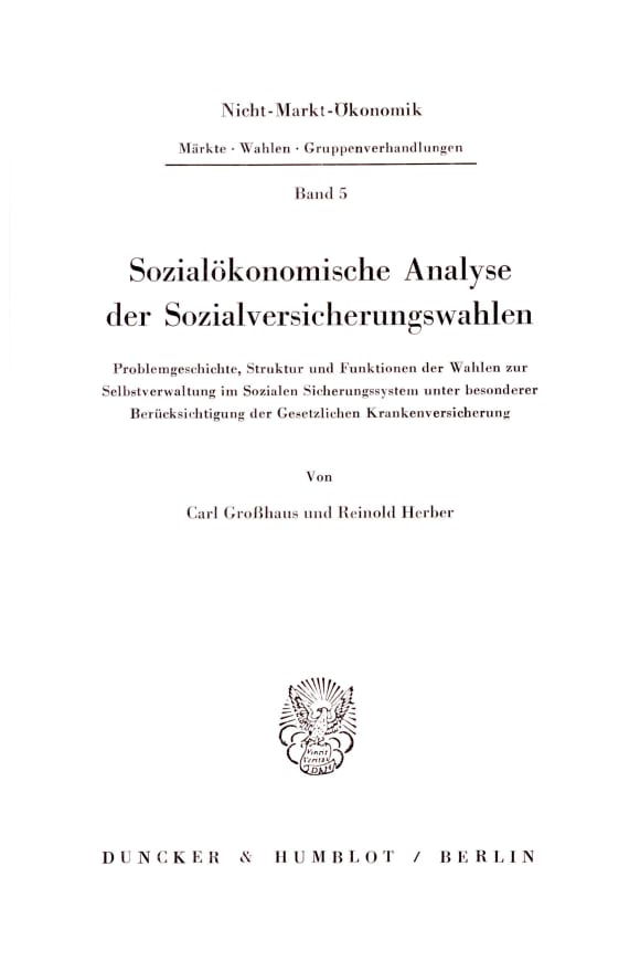 Cover Sozialökonomische Analyse der Sozialversicherungswahlen