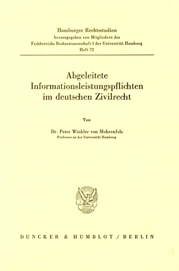 Cover Abgeleitete Informationsleistungspflichten im deutschen Zivilrecht