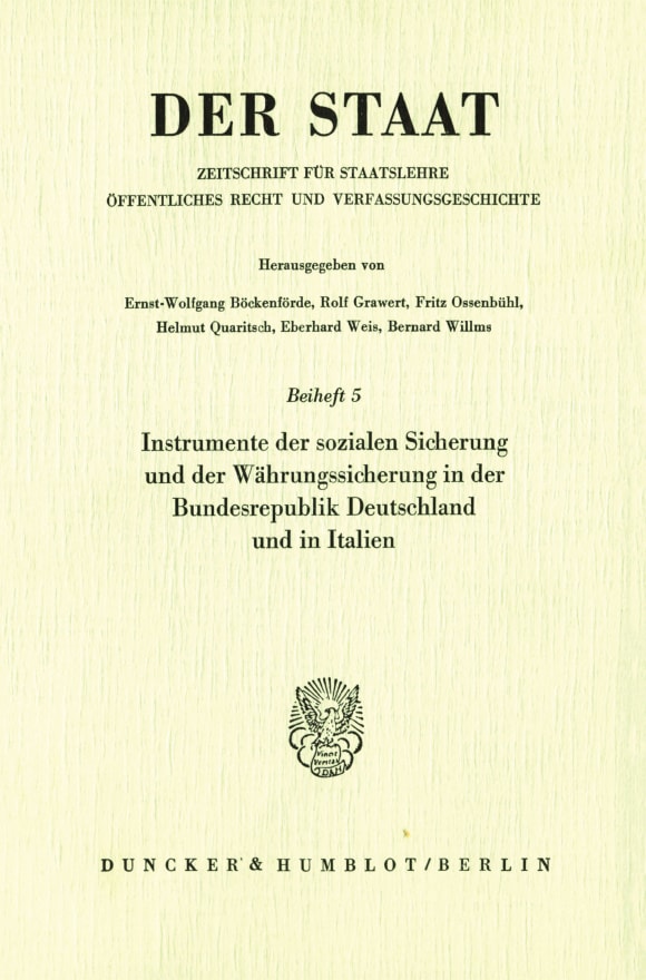 Cover Instrumente der sozialen Sicherung und der Währungssicherung in der Bundesrepublik Deutschland und in Italien