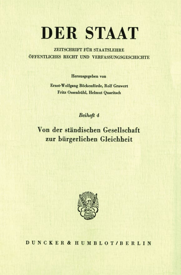 Cover Von der ständischen Gesellschaft zur bürgerlichen Gleichheit