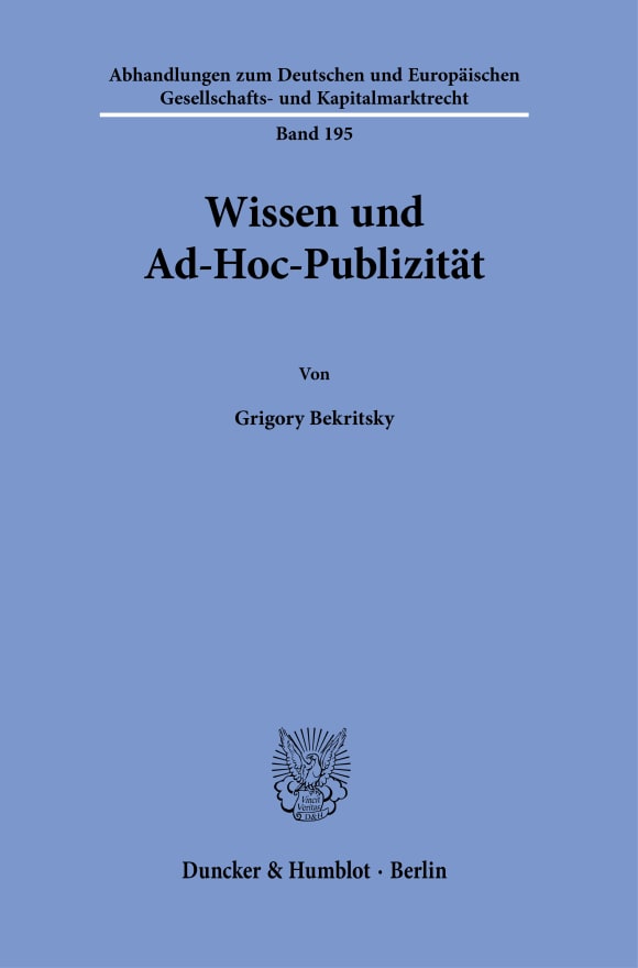 Cover Wissen und Ad-Hoc-Publizität