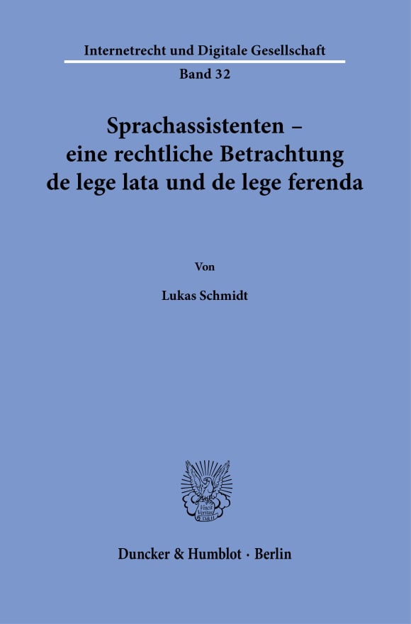 Cover Sprachassistenten – eine rechtliche Betrachtung de lege lata und de lege ferenda