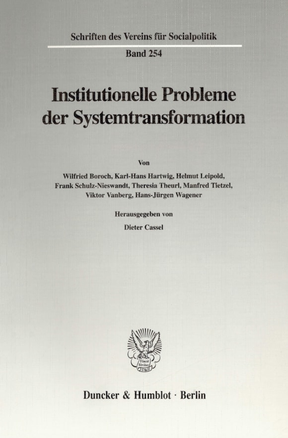 Cover Institutionelle Probleme der Systemtransformation