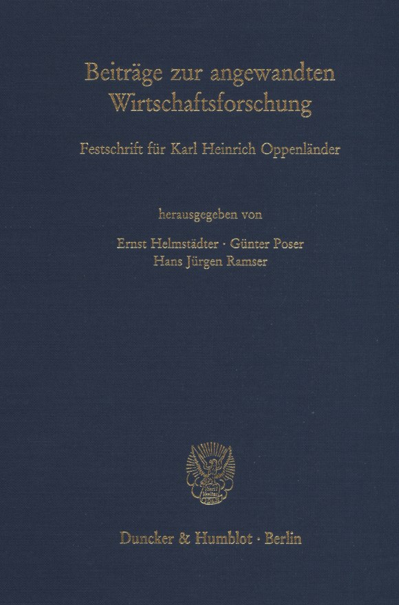 Cover Beiträge zur angewandten Wirtschaftsforschung