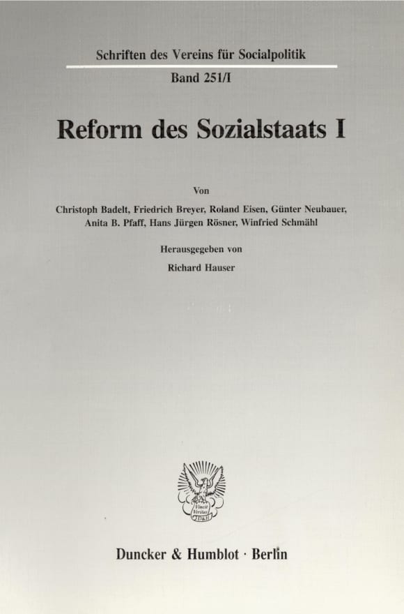 Cover Reform des Sozialstaats I