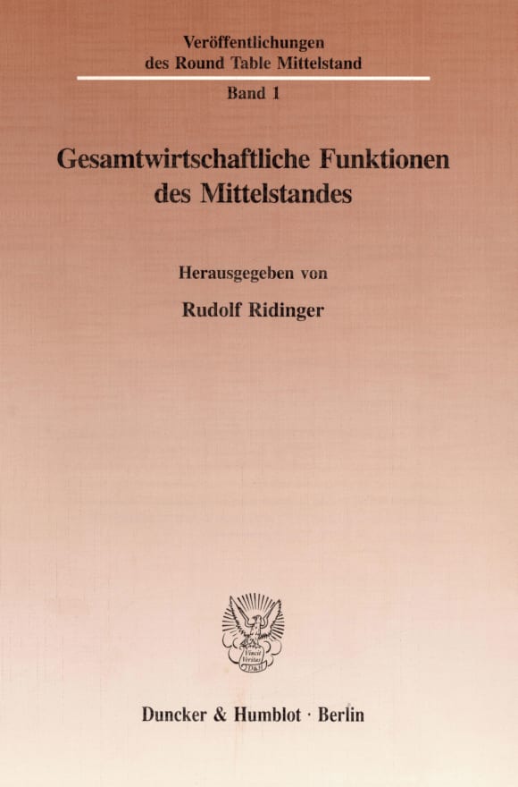 Cover Gesamtwirtschaftliche Funktionen des Mittelstandes