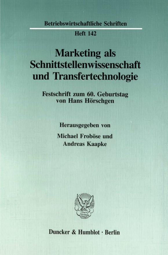 Cover Marketing als Schnittstellenwissenschaft und Transfertechnologie