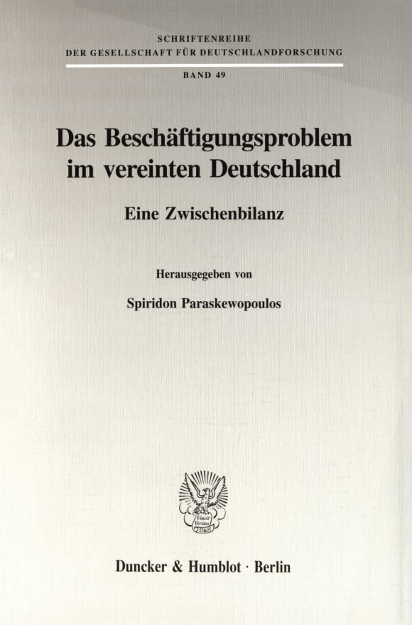 Cover Das Beschäftigungsproblem im vereinten Deutschland