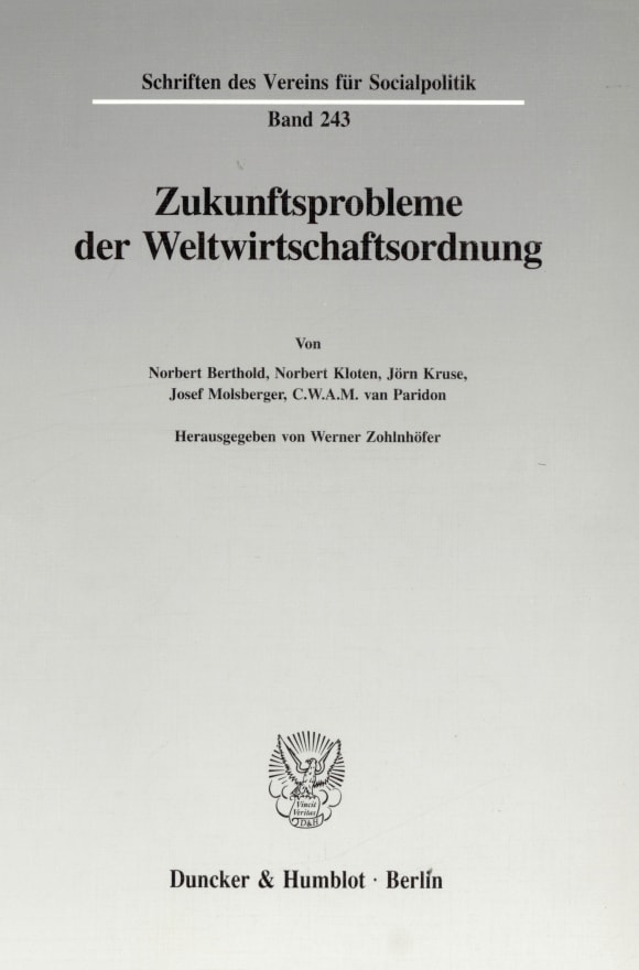 Cover Zukunftsprobleme der Weltwirtschaftsordnung