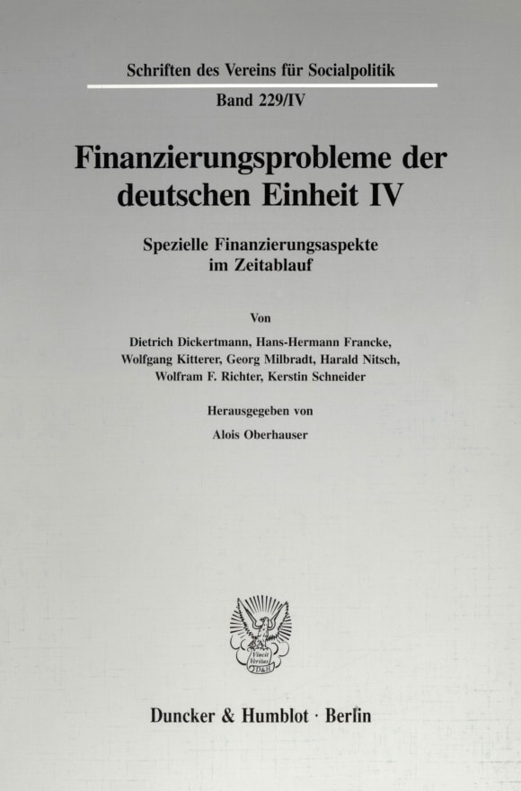 Cover Finanzierungsprobleme der deutschen Einheit IV