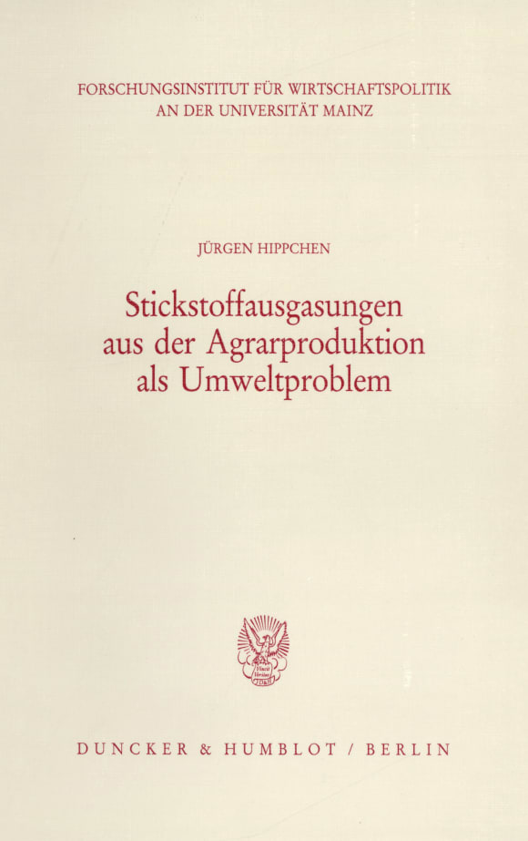 Cover Stickstoffausgasungen aus der Agrarproduktion als Umweltproblem