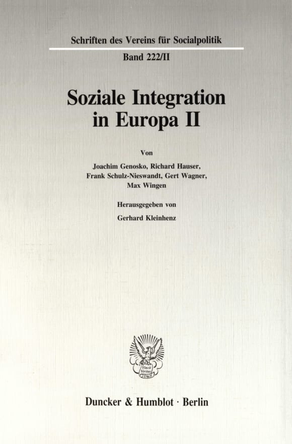 Cover Soziale Integration in Europa II