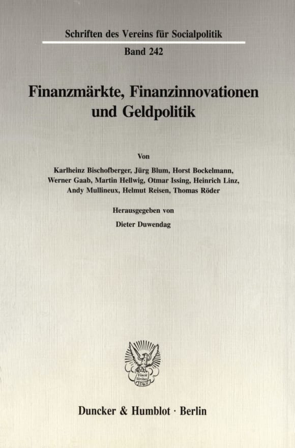 Cover Finanzmärkte, Finanzinnovationen und Geldpolitik