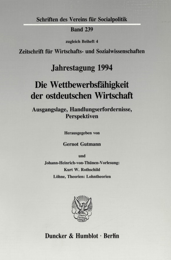 Cover Die Wettbewerbsfähigkeit der ostdeutschen Wirtschaft