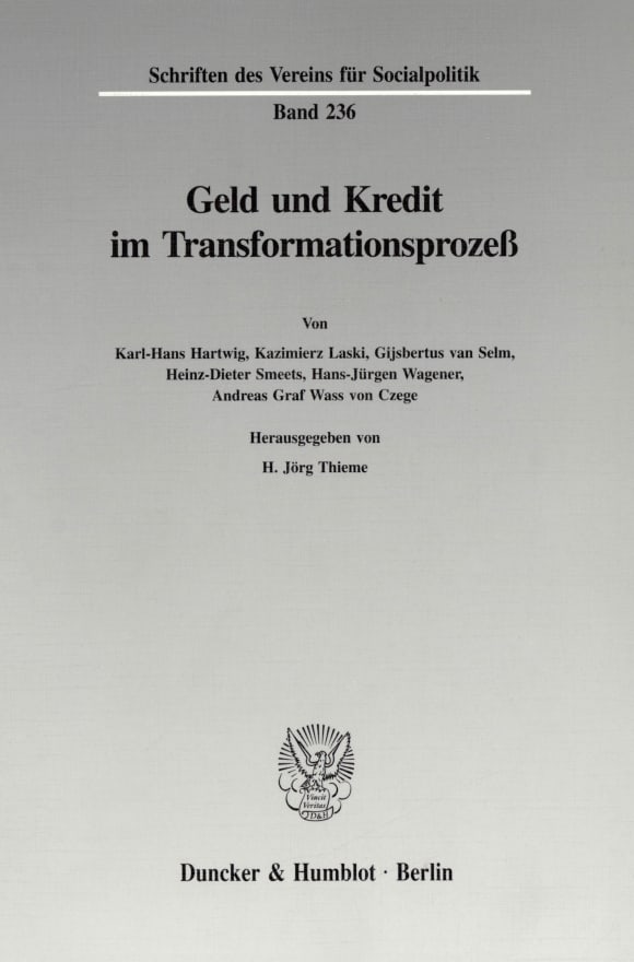 Cover Geld und Kredit im Transformationsprozeß