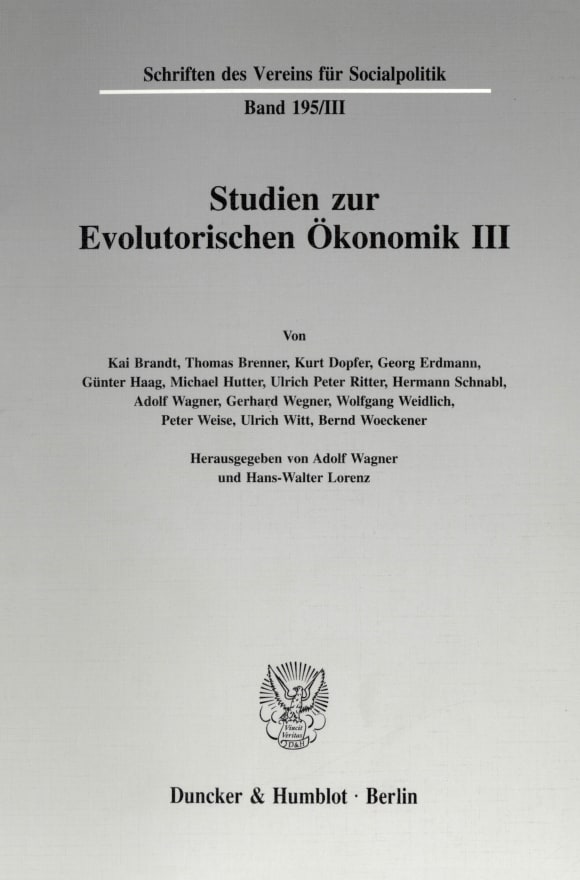 Cover Studien zur Evolutorischen Ökonomik III