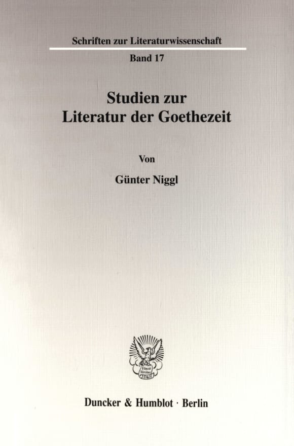 Cover Studien zur Literatur der Goethezeit