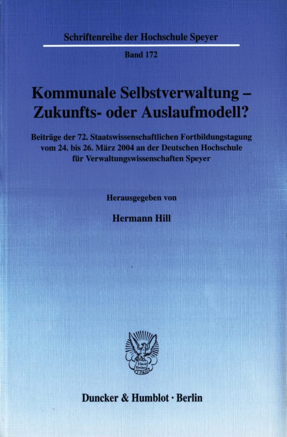 Cover Kommunale Selbstverwaltung - Zukunfts- oder Auslaufmodell?