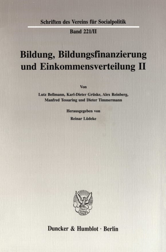 Cover Bildung, Bildungsfinanzierung und Einkommensverteilung II