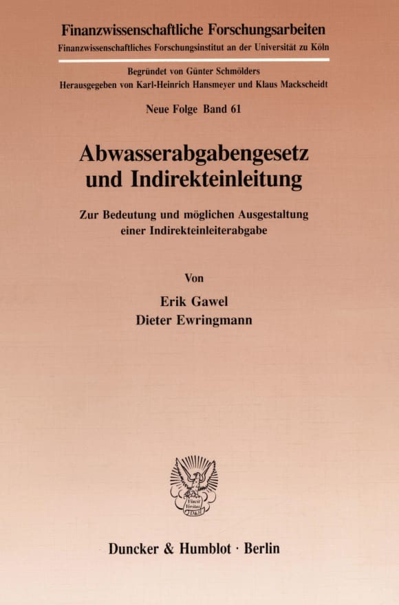 Cover Abwasserabgabengesetz und Indirekteinleitung