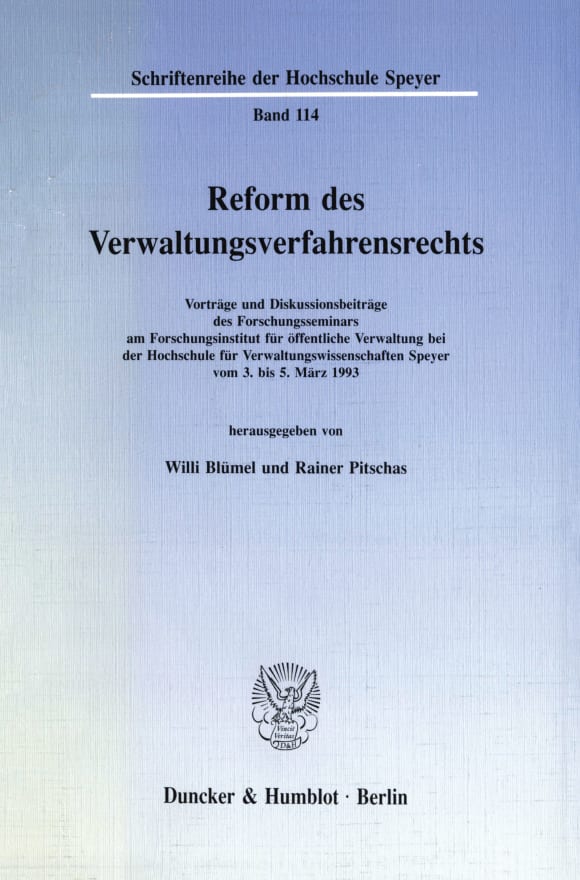 Cover Reform des Verwaltungsverfahrensrechts