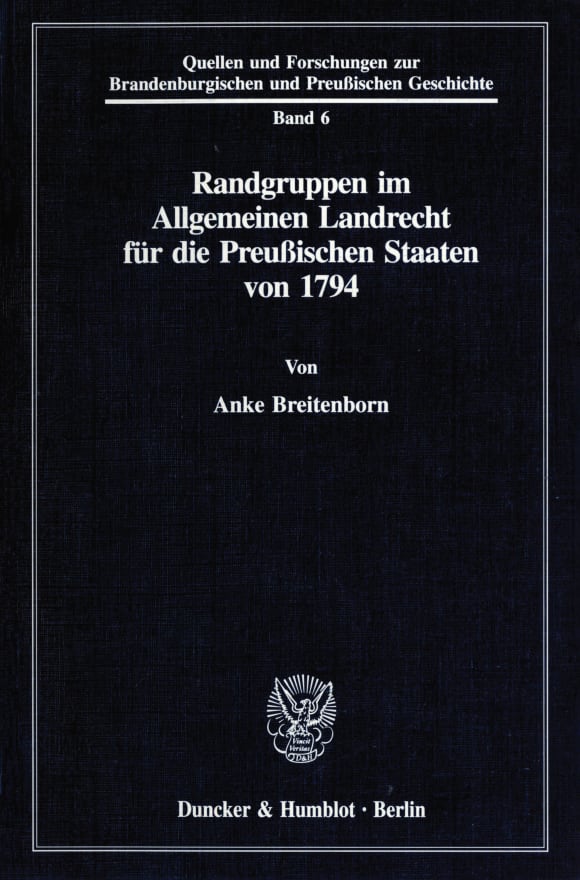 Cover Randgruppen im Allgemeinen Landrecht für die Preußischen Staaten von 1794