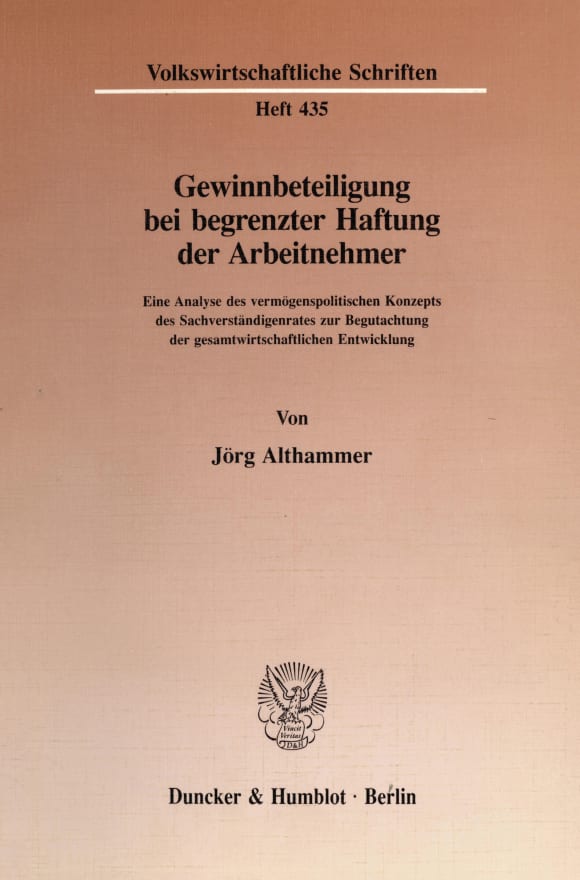 Cover Gewinnbeteiligung bei begrenzter Haftung der Arbeitnehmer