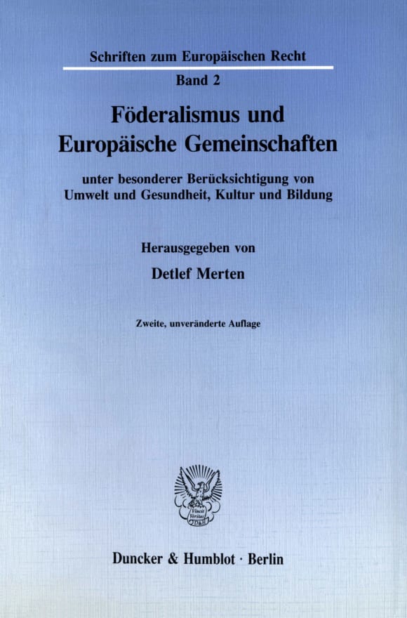 Cover Föderalismus und Europäische Gemeinschaften