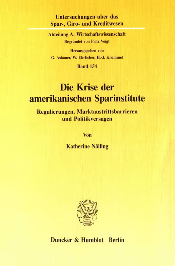 Cover Die Krise der amerikanischen Sparinstitute