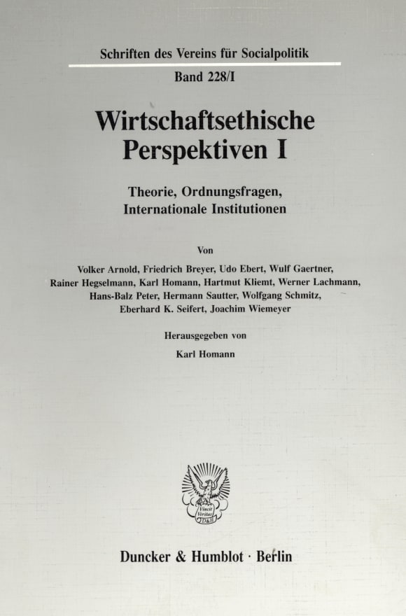 Cover Wirtschaftsethische Perspektiven I