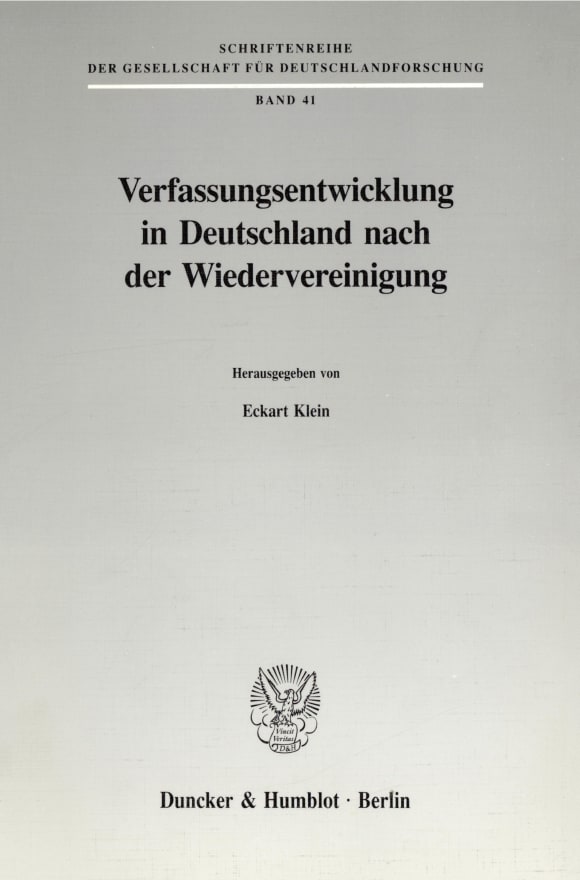 Cover Verfassungsentwicklung in Deutschland nach der Wiedervereinigung