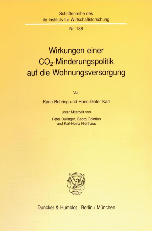 Cover Wirkungen einer CO(2)-Minderungspolitik auf die Wohnungsversorgung