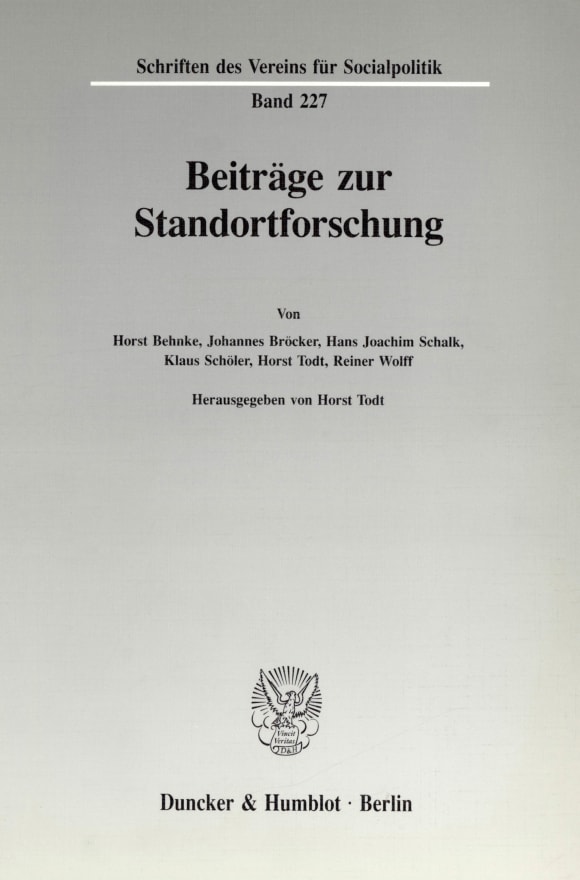 Cover Beiträge zur Standortforschung