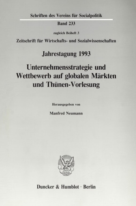 Cover Unternehmensstrategie und Wettbewerb auf globalen Märkten und Thünen-Vorlesung