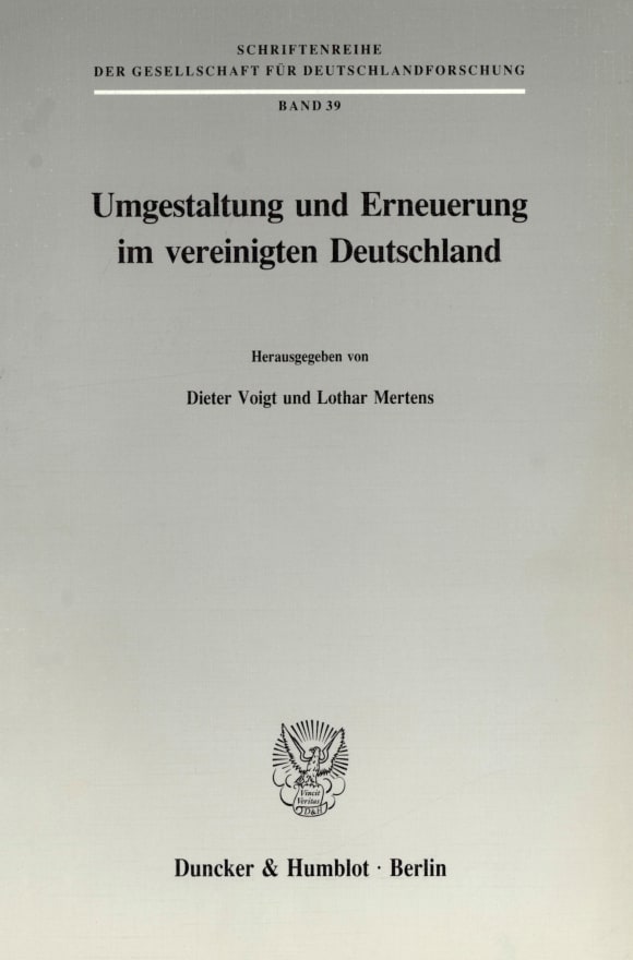 Cover Umgestaltung und Erneuerung im vereinigten Deutschland