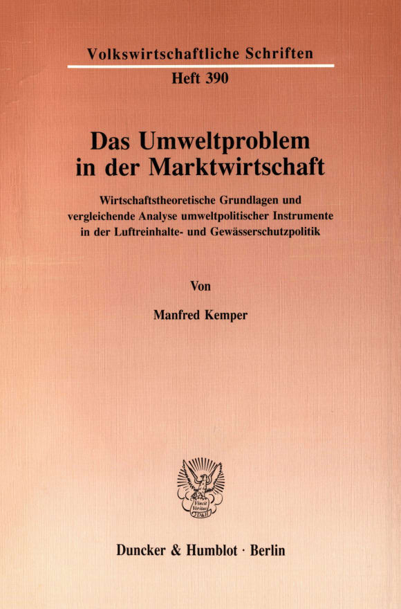 Cover Das Umweltproblem in der Marktwirtschaft