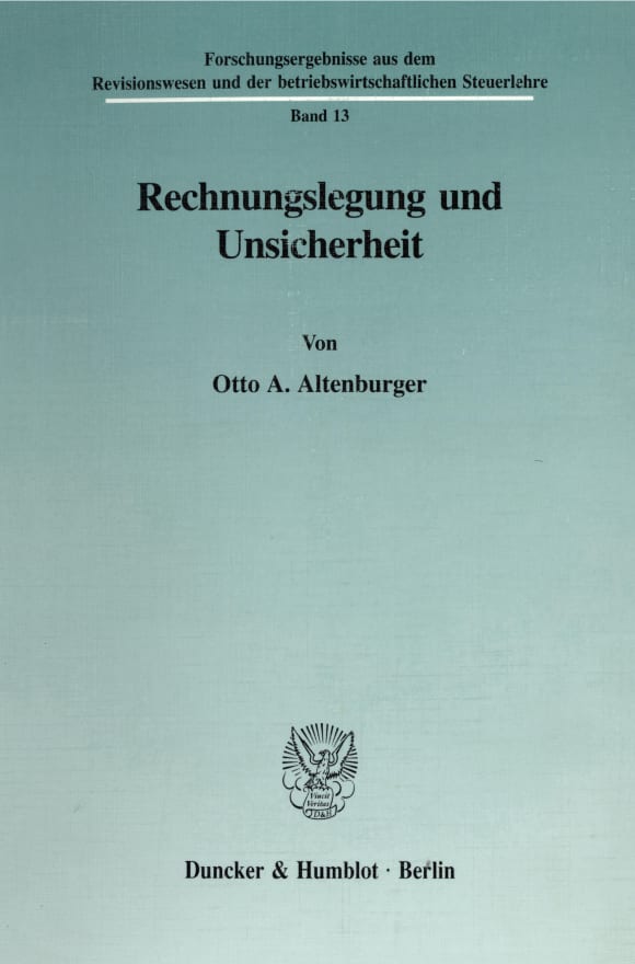 Cover Rechnungslegung und Unsicherheit